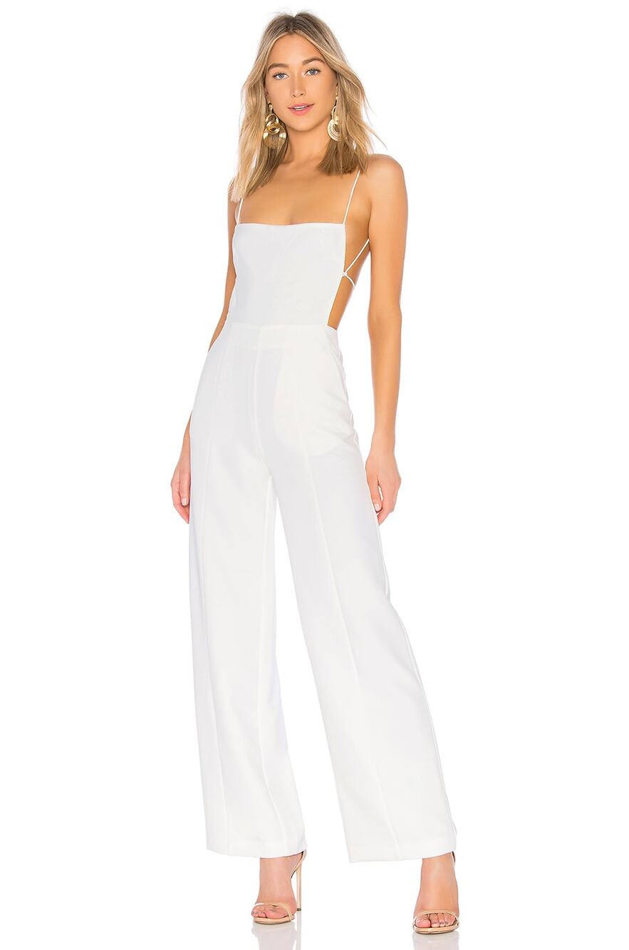 NBD Prosecco Jumpsuit Wide Leg Lace Up Bridal Graduation Party Cocktail Formal S